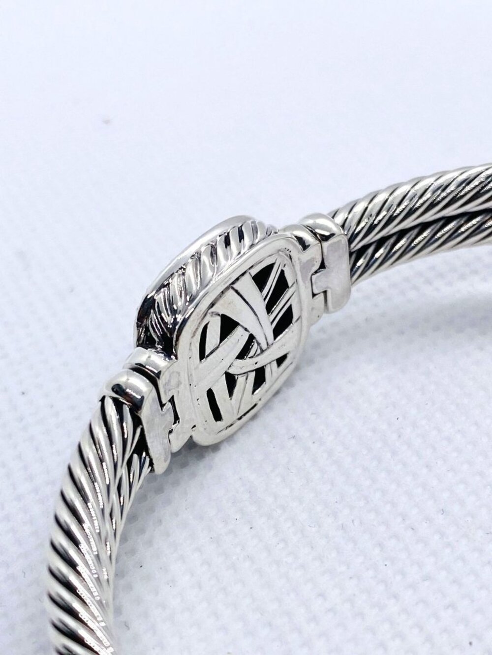 David Yurman Black Onyx Diamond Albion Bangle Double Cable Bracelet - Picture 5 of 14